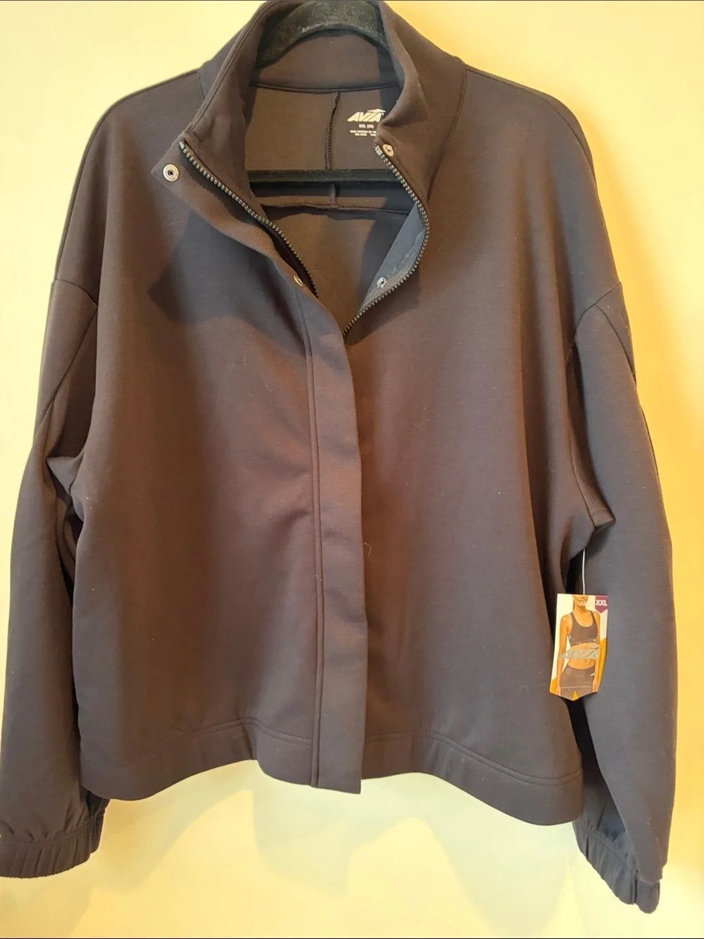 Avia Black Relaxed Bomber Jacket full Zip/Snap closure